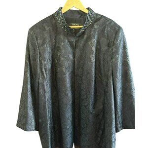 Dana Buchman Womens Black Lace Jacket Sequin Collar Plus Size Eyelash Lace